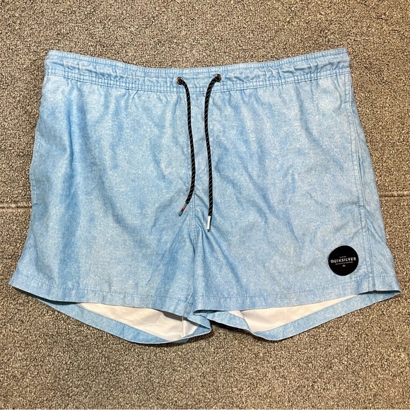 Quicksilver Volley Shorts Mens Size Medium Blue Lined Sport Drawstring Swim - Picture 1 of 10